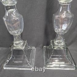 2 Glass Pillar Candle Holders by Lazy Susan Tall 27 Tall for Weddings or Home