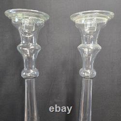 2 Glass Pillar Candle Holders by Lazy Susan Tall 27 Tall for Weddings or Home