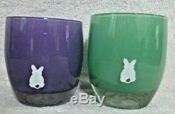 2 Glassybaby Clover Meadow Limited Ed Votive Candle Holders-Believe & Sweet Pea