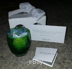 2 Glassybaby Votive Art Glass Candle Holder Set Starry Night & Peppermint Patty