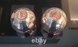 2 Gold Art Deco Mercury Glass Ball Round Orb Candle Holders Erphila E&R (B3-K1)