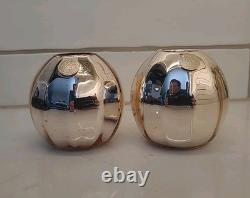 2 Gold Art Deco Mercury Glass Ball Round Orb Candle Holders Erphila E&R (B3-K1)