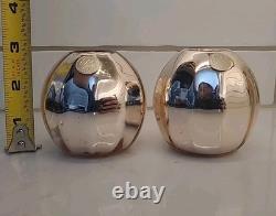 2 Gold Art Deco Mercury Glass Ball Round Orb Candle Holders Erphila E&R (B3-K1)