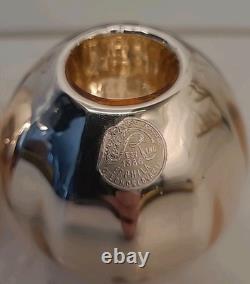 2 Gold Art Deco Mercury Glass Ball Round Orb Candle Holders Erphila E&R (B3-K1)