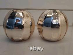 2 Gold Art Deco Mercury Glass Ball Round Orb Candle Holders Erphila E&R (B3-K1)