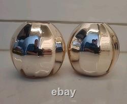 2 Gold Art Deco Mercury Glass Ball Round Orb Candle Holders Erphila E&R (B3-K1)