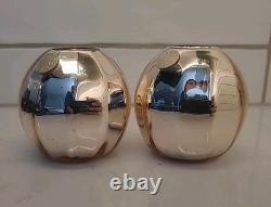 2 Gold Art Deco Mercury Glass Ball Round Orb Candle Holders Erphila E&R (B3-K1)
