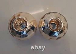 2 Gold Art Deco Mercury Glass Ball Round Orb Candle Holders Erphila E&R (B3-K1)