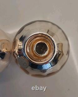 2 Gold Art Deco Mercury Glass Ball Round Orb Candle Holders Erphila E&R (B3-K1)