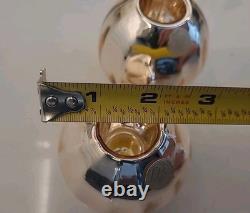 2 Gold Art Deco Mercury Glass Ball Round Orb Candle Holders Erphila E&R (B3-K1)