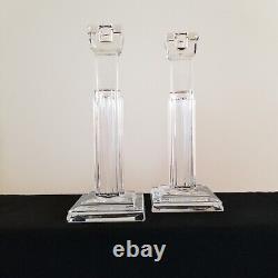 2 Gorgeous Art Deco Waterford Metropolitan 10 Clear Crystal Candlestick Holders