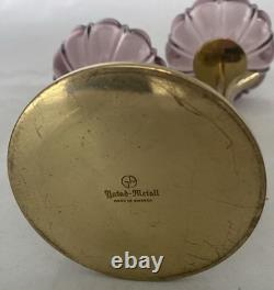 2-Gunner Ander Ystad Metall Amethyst Glass Flower Double Candle Holders MCM