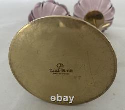 2-Gunner Ander Ystad Metall Amethyst Glass Flower Double Candle Holders MCM