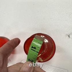 2 Hand-blown Murano Red Glass Candlestick Holders with Clear Base Made In Italy