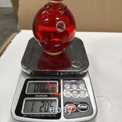 2 Hand-blown Murano Red Glass Candlestick Holders with Clear Base Made In Italy