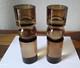 2- Heavy 8 Crystal, Mid-century Modern Style Clear Amber Glass Candle Holders