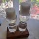 2- Heavy Crystal Designer, Mid-century Modern Style Clear Glass Candle Holders