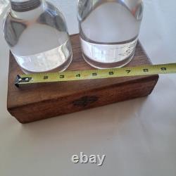 2- Heavy crystal Designer, mid-century modern Style clear glass candle holders