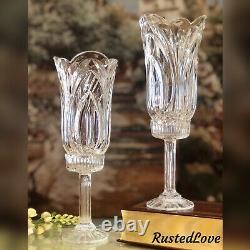 2 Hurricanes and Stands for Tapers or pillar Candle holders Matching set 14