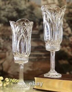 2 Hurricanes and Stands for Tapers or pillar Candle holders Matching set 14