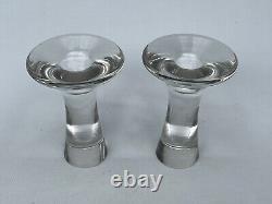 2 Iittala Finland Tapio Wirkkala Glass Candlestick Candle Holders 3412 SIGNED