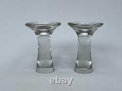 2 Iittala Finland Tapio Wirkkala Glass Candlestick Candle Holders 3412 SIGNED