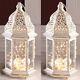 2 Large Distressed Lantern 16 In Tall White Candle Holder Wedding Centerpieces