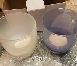 2 NEW Glassybaby Votive Candle Holders purple & white (celebrate)GREAT GIFT
