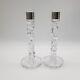 (2) Orrefors Carat Handcrafted Candlestick Glass Crystal Candle Holder 9 T