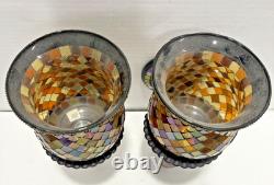 2 PARTYLITE Candle Holder Wall Sconce Global Fusion Mosaic Glass