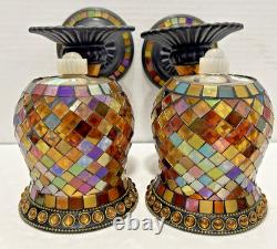 2 PARTYLITE Candle Holder Wall Sconce Global Fusion Mosaic Glass
