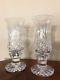 2/pair Waterford Crystal Lismore Hurricane Fairy Lamp Chimney Base Candle Holder