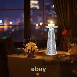2 Piece Candlestick Holders for Holding Pillar Candles, Crystal Crushed Diamo
