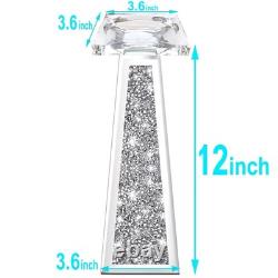 2 Piece Candlestick Holders for Holding Pillar Candles, Crystal Crushed Diamo