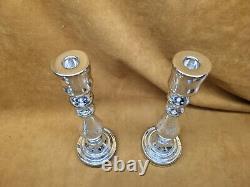 2 Pottery Barn Antique Mercury Glass Pillar Candle Holders Pair 12