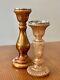 2 Pottery Barn Mercury Glass Pedestal Taper Pillar Holiday Candle Holders Rare