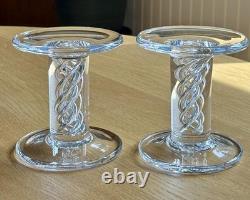 2 RARE Simon Pearce Stratton 5 1/8 Glass Candle Sticks Holders Air Twist Exclnt