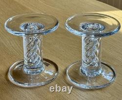 2 RARE Simon Pearce Stratton 5 1/8 Glass Candle Sticks Holders Air Twist Exclnt