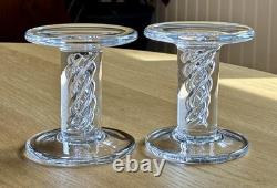 2 RARE Simon Pearce Stratton 5 1/8 Glass Candle Sticks Holders Air Twist Exclnt