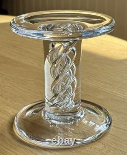 2 RARE Simon Pearce Stratton 5 1/8 Glass Candle Sticks Holders Air Twist Exclnt