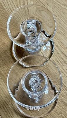 2 RARE Simon Pearce Stratton 5 1/8 Glass Candle Sticks Holders Air Twist Exclnt