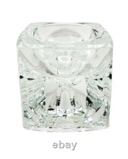 2 Reversible Ice Cube Clear Glass Block Candlestick Votive Candle Holders Decor
