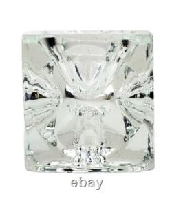 2 Reversible Ice Cube Clear Glass Block Candlestick Votive Candle Holders Decor