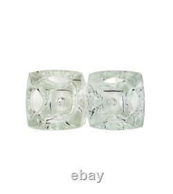 2 Reversible Ice Cube Clear Glass Block Candlestick Votive Candle Holders Decor