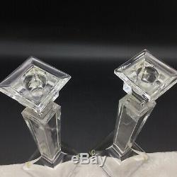 2 Rosenthal Art Glass Crystal Candlesticks Pair Medusa Versace Lot Set