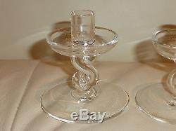 2 Steuben Rare Scrolling S Candlesticks Candle Holders