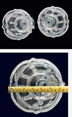 2 Stunning Bohemian Glass Mantle Lusters Lustres Candle Holders 20 Spear Prisms