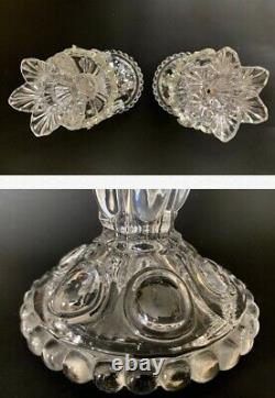 2 Stunning Signed French Baccarat Glass Lusters Candelabra Candlesticks Prisms