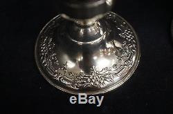 2 Stunning Sterling Silver Etched Glass Hurricane Lanterns Candle Holder Wind