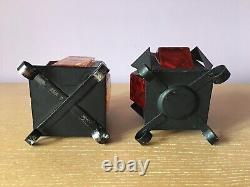 2 Swedish MCM Modern Glass Metal Votive Candle Holders Design Elfwing Urshult